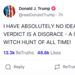 Donald J. Trump post re his trial